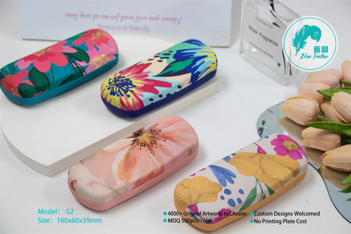 CMYK Printing Floral Hard Shell eyeglasses case for Women